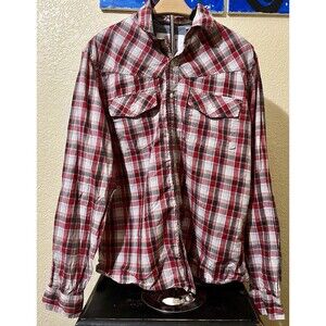 Christian Audigier Button Down Red Checked Shirt Large